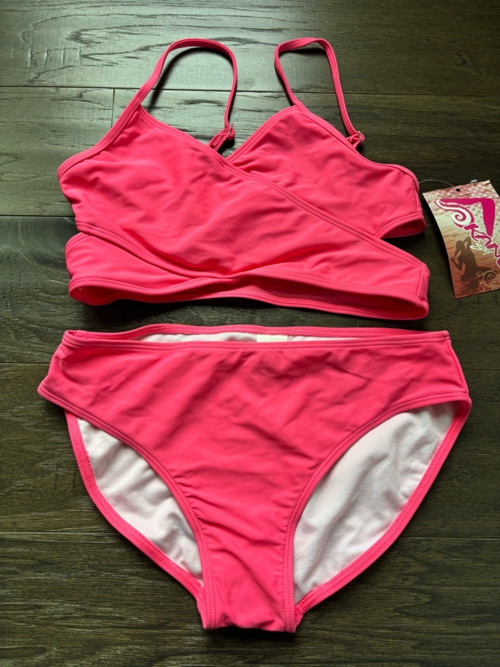 Kanu Surf UPF 50+  2  piece adjustable strap, crisscross detail, neon pink